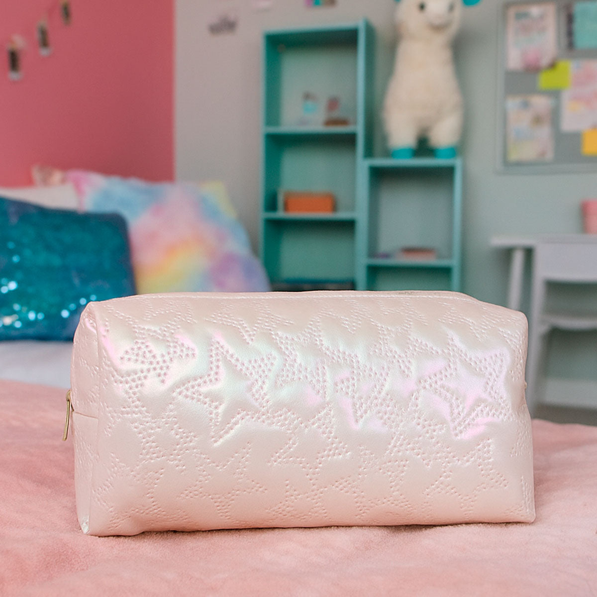 Cosmetiquera, Diseño Estrellas, Color Blanco