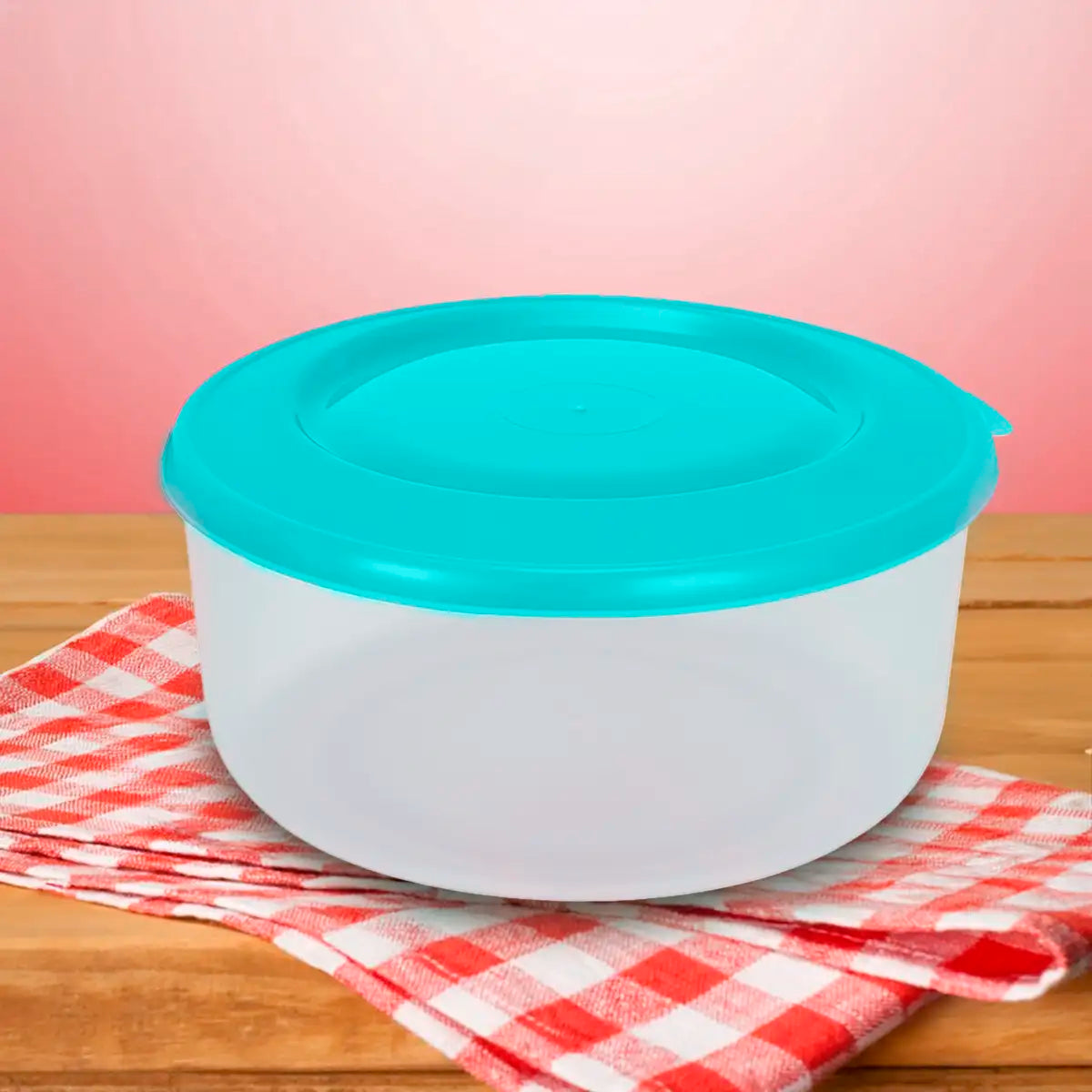 Contenedor Redondo de Plástico, Color Azul, 550 ml
