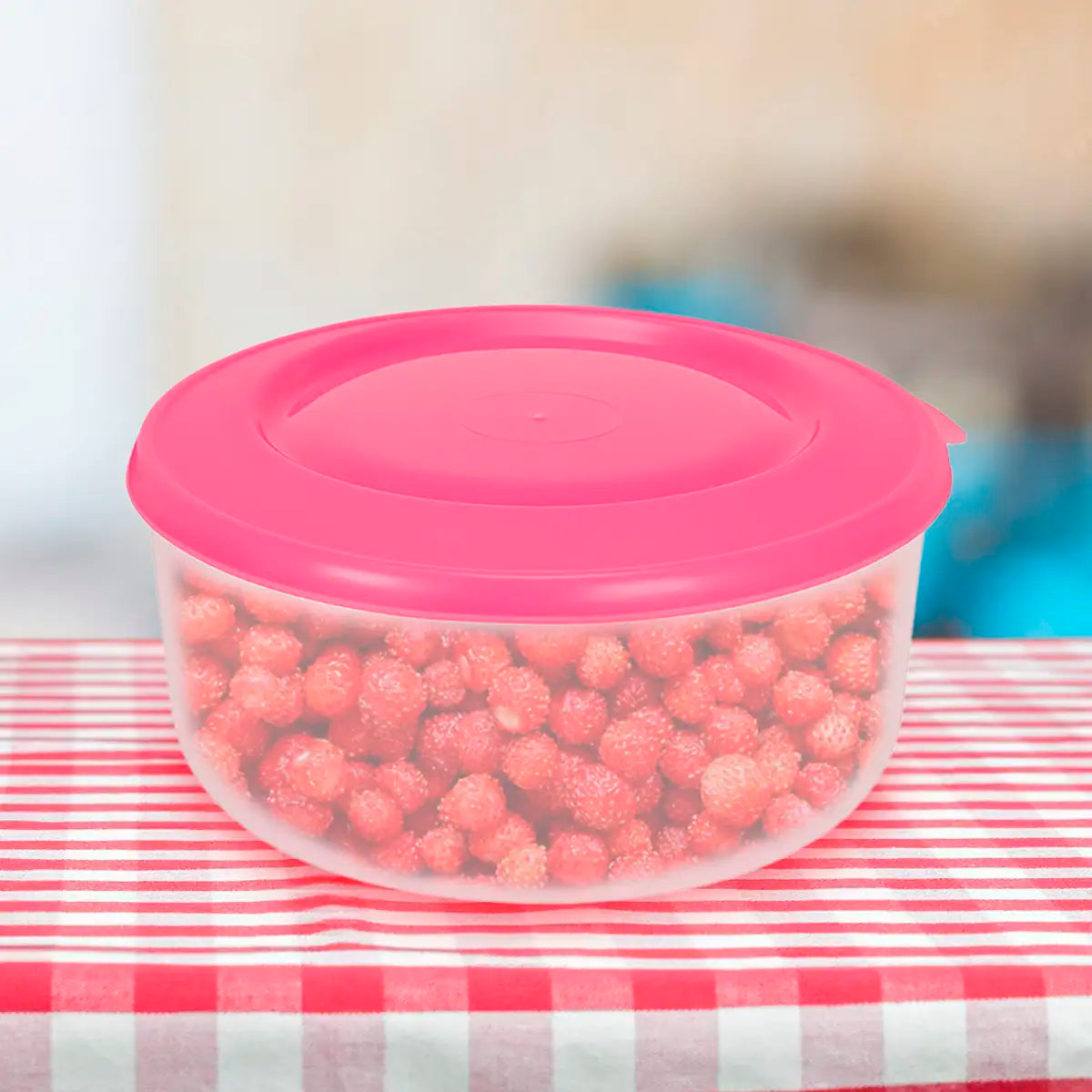 Contenedor Redondo de Plástico, Color Rosa, 550 ml