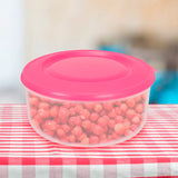 Contenedor Redondo de Plástico, Color Rosa, 550 ml