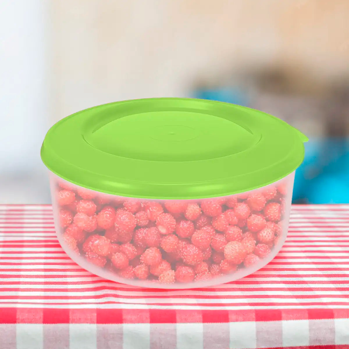 Contenedor Redondo de Plástico, Color Verde, 550 ml
