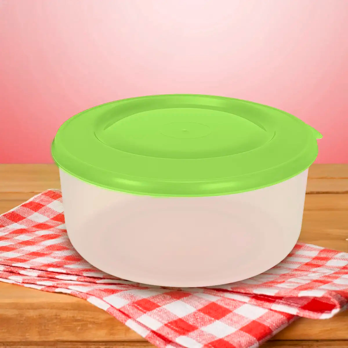Contenedor Redondo de Plástico, Color Verde, 550 ml