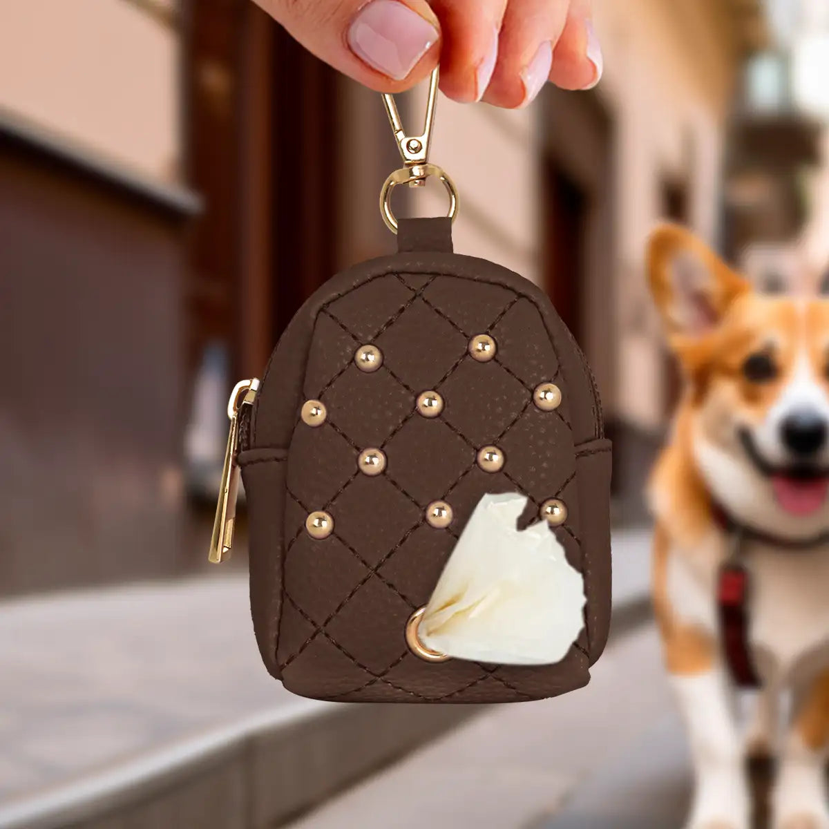 Despachador de Bolsas para Desechos de Perros, Color Café