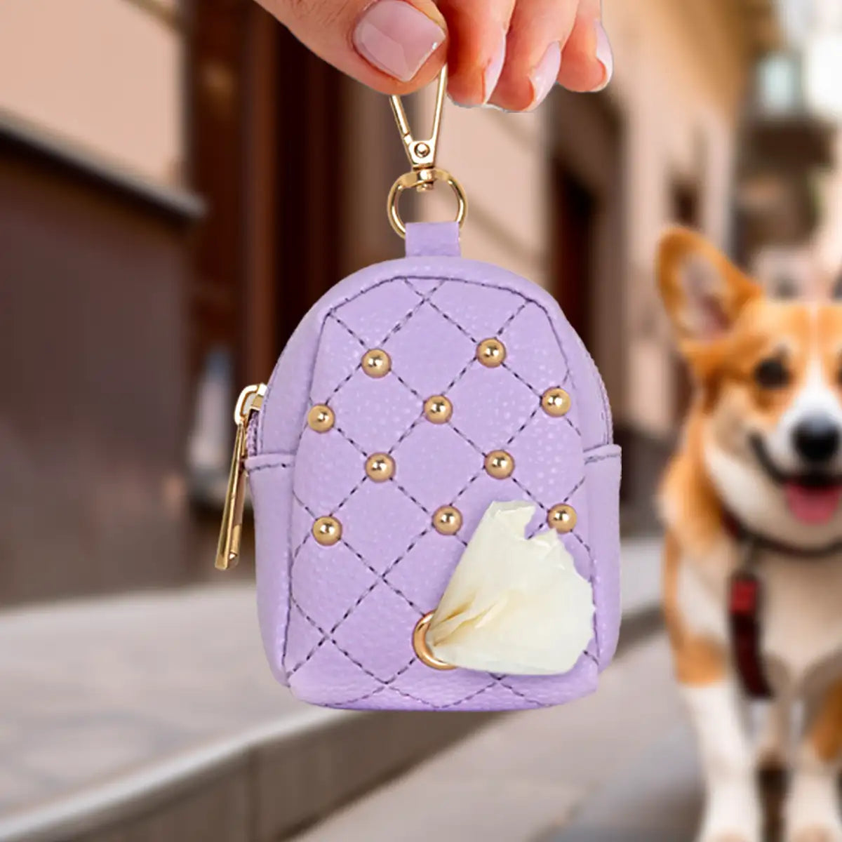 Despachador de Bolsas para Desechos de Perros, Color Lila