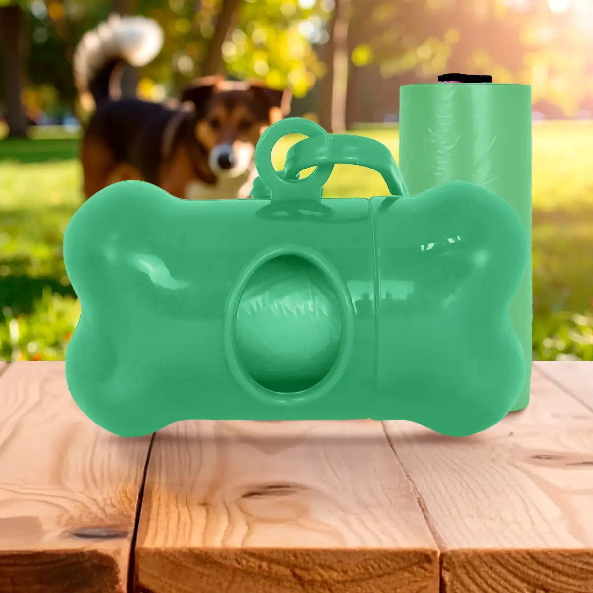Dispensador con Bolsa para Desechos de Perro, Color Verde