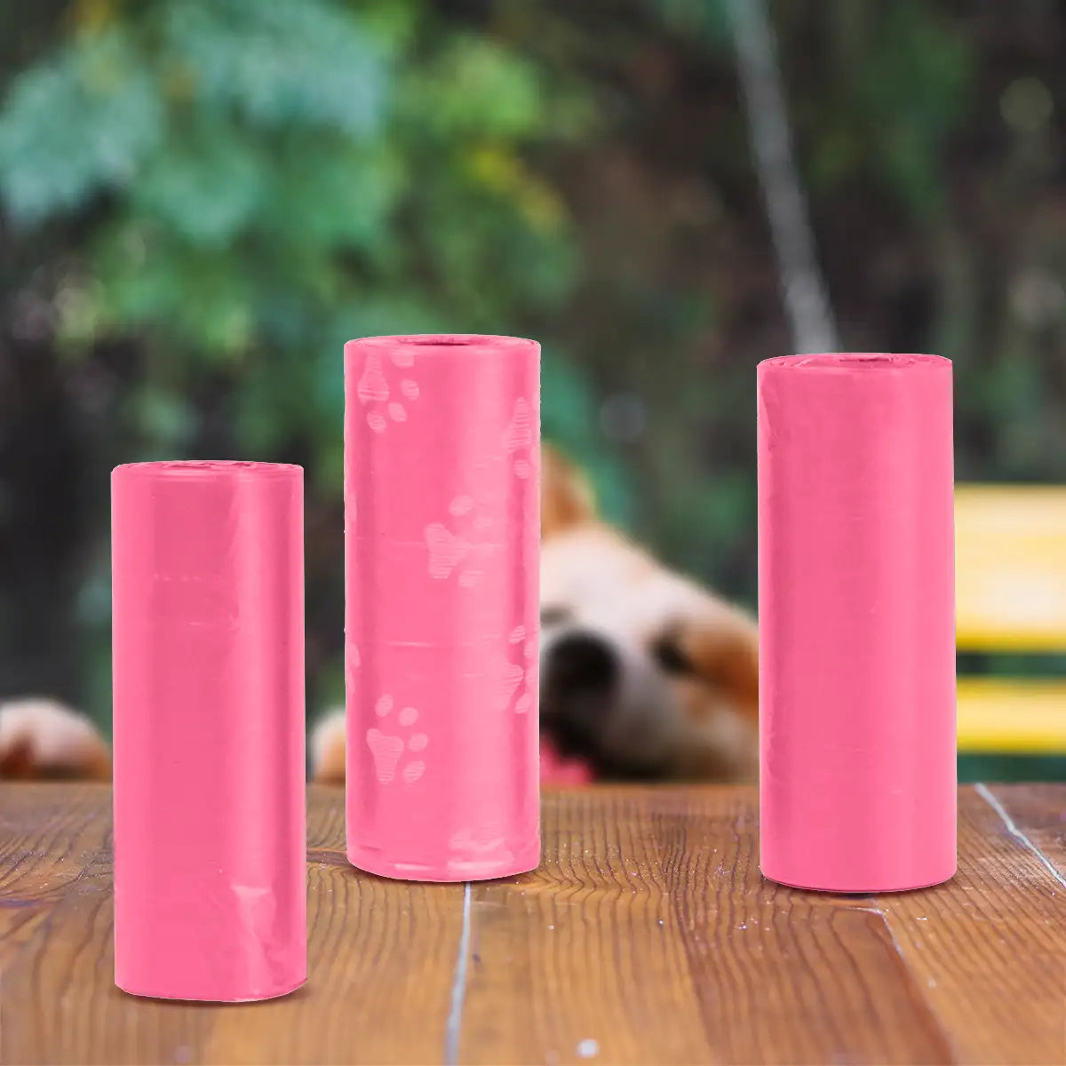 Bolsas para Desechos de Perros, 5 Rollos, Color Rosa