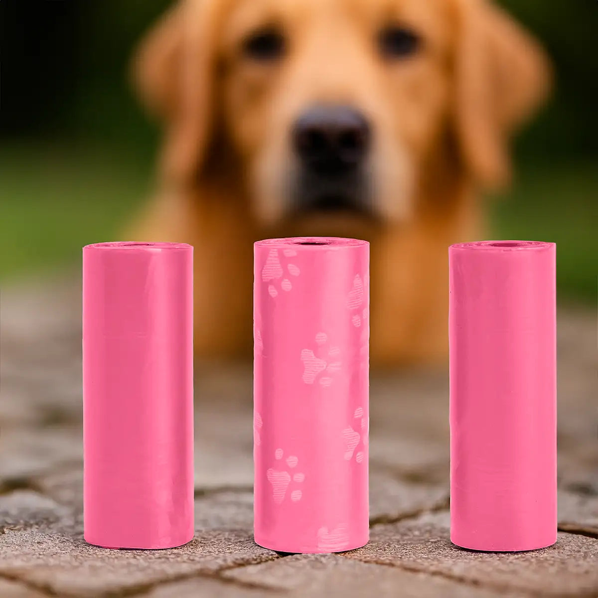 Bolsas para Desechos de Perros, 5 Rollos, Color Rosa