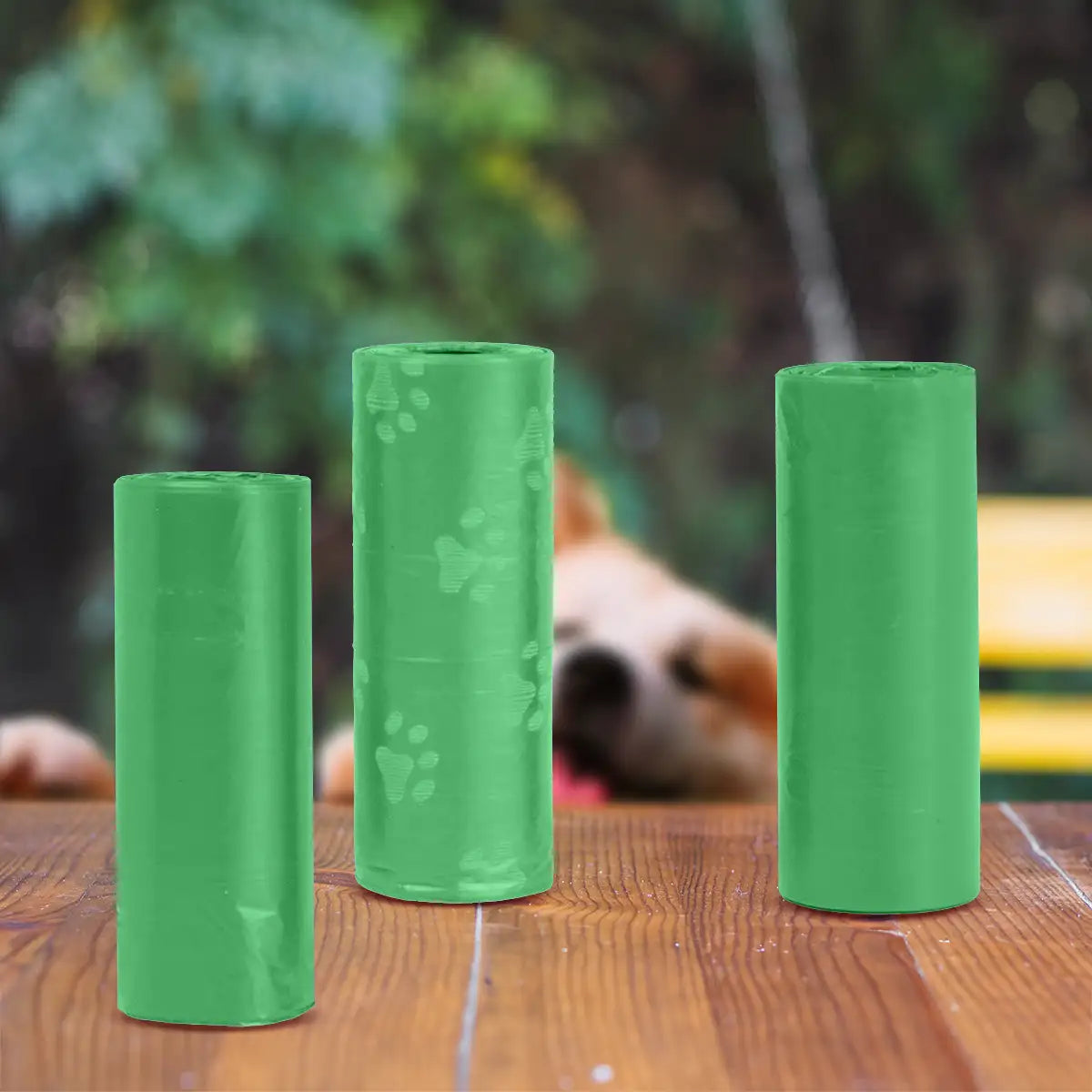 Bolsas para Desechos de Perros, 5 Rollos, Color Verde