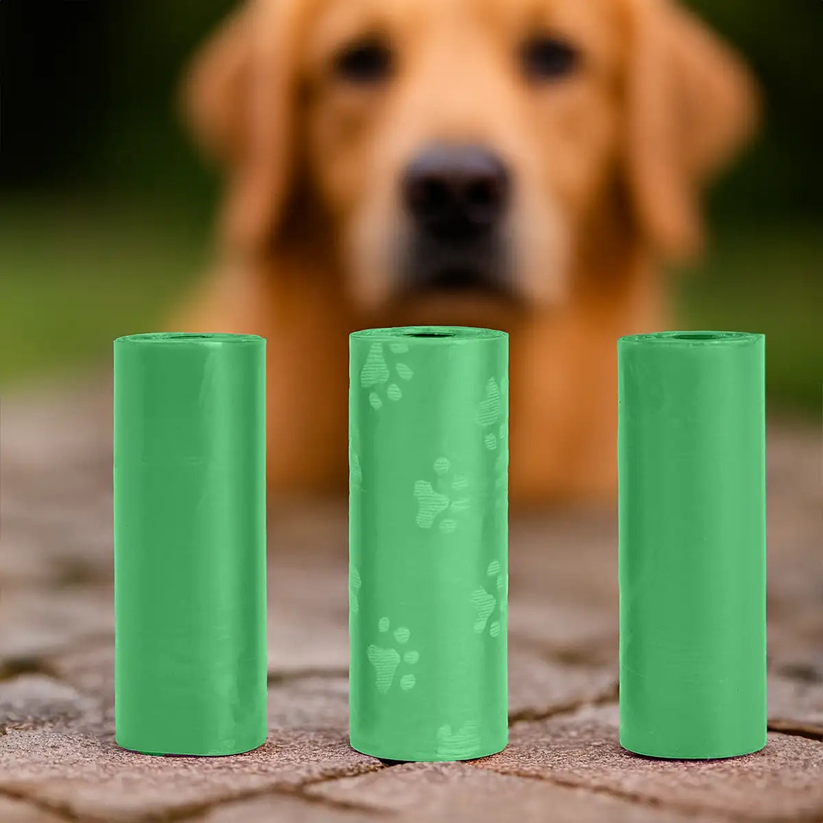 Bolsas para Desechos de Perros, 5 Rollos, Color Verde