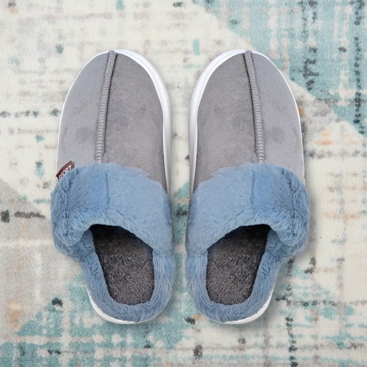 Pantuflas, Color Gris, Suela Blanca