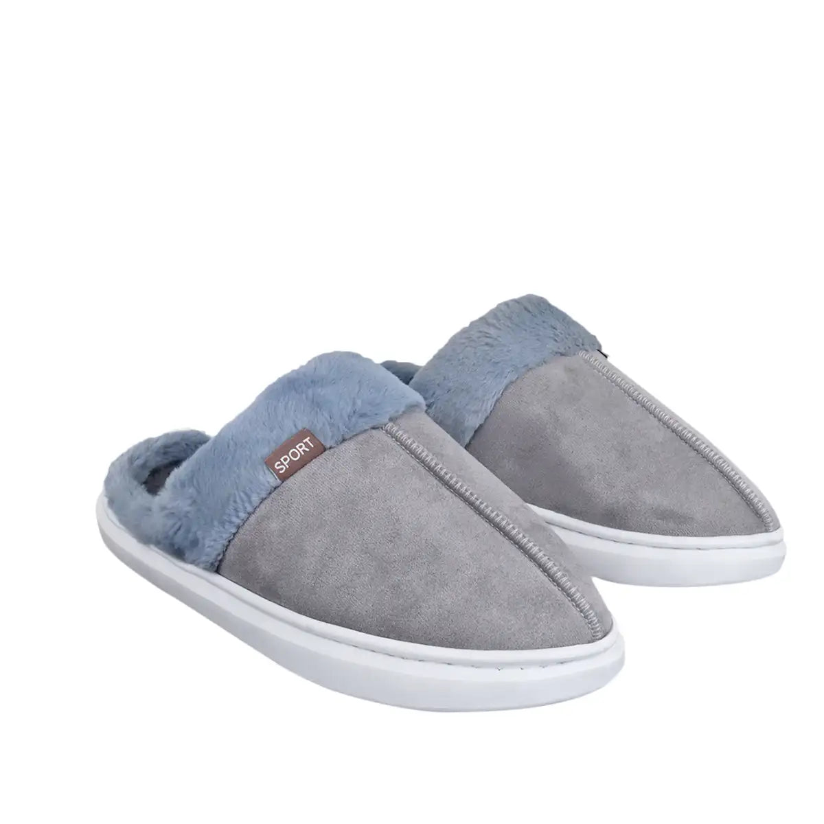 Pantuflas, Color Gris, Suela Blanca