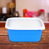 Set de 3 Contenedores Cuadrados, Color Azul con Tapa, 750 ml
