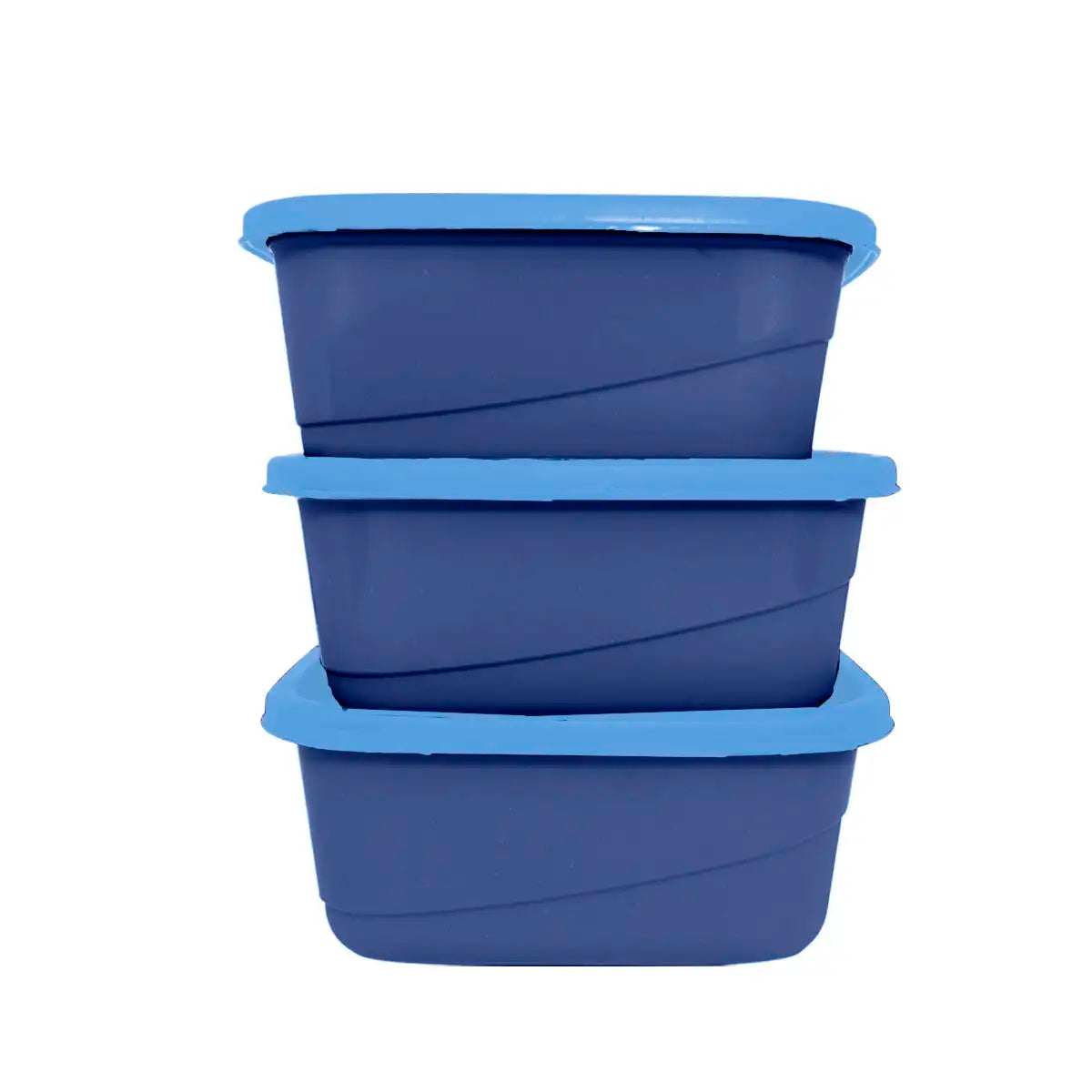 Set de 3 Contenedores Cuadrados, Color Azul, 750 ml