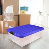 Caja Multiusos de Plástico con Tapa, Color Azul, 32 L