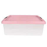 Caja Multiusos de Plástico con Tapa, Color Rosa Claro, 32 L