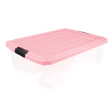 Caja Multiusos de Plástico con Tapa, Color Rosa Baby, 32 L