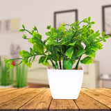 Maceta Color Blanco con Flor Artificial, 10 cm
