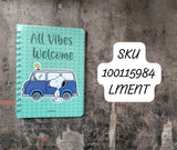 Libreta de Rayas "All Vibes Welcome" Snoopy, Color Menta