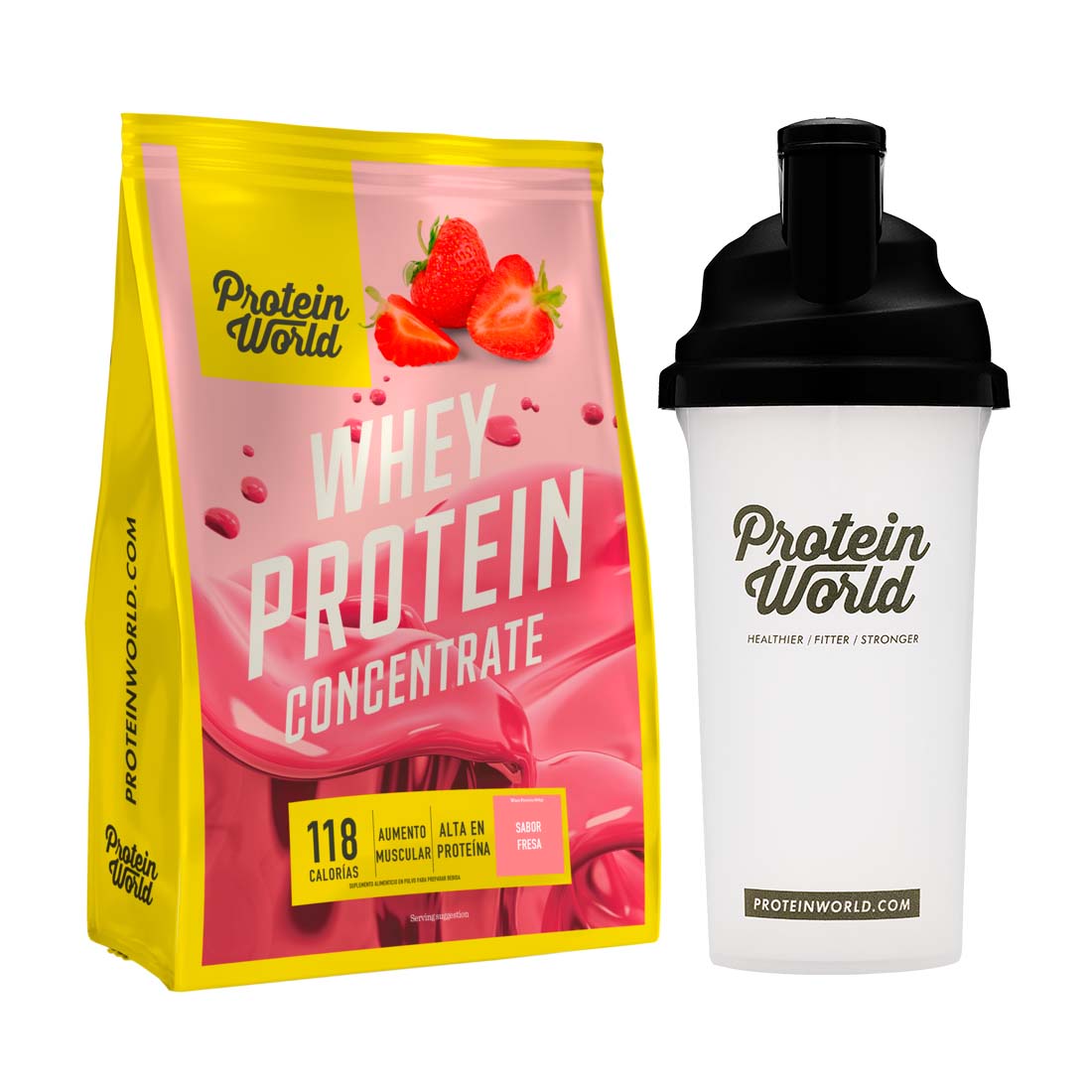 Whey Protein Concentrate: Fresa - 900g + SHAKER GRATIS