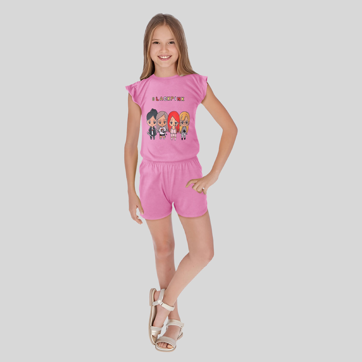 Conjunto de Blusa con Short color Rosa para Niña, BlackPink