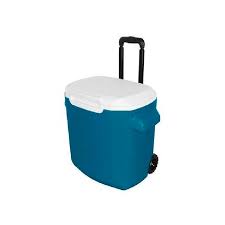 HIELERA COLEMAN DE 28QT MOD. 71129/71126 AZUL CON ASA Y LLANTAS**
