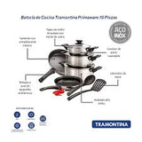 BATERIA TRAMONTINA MOD. 32300409 ACERO INOX 10 PZAS