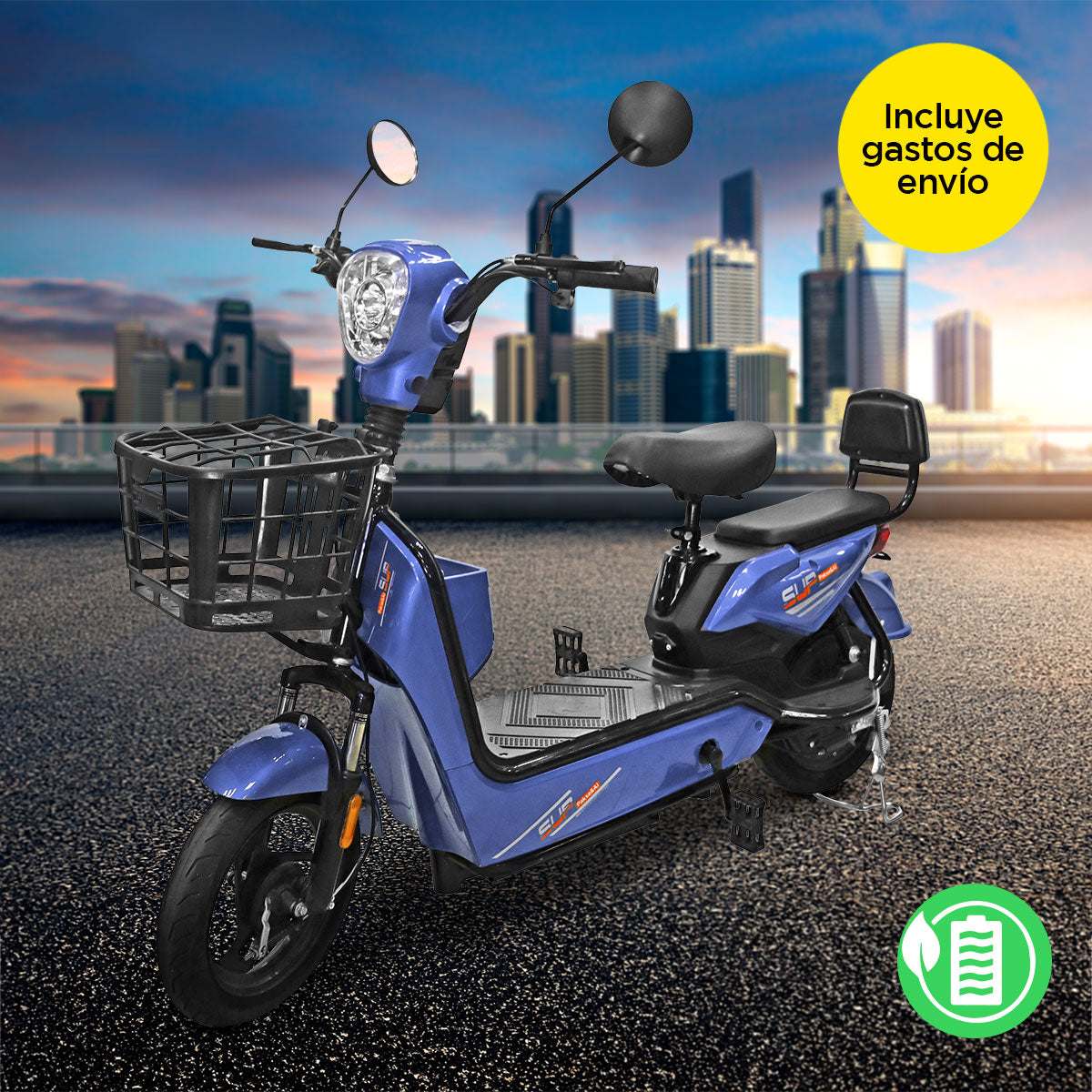 Bicicleta Eléctrica Kiwo GY001, color Azul