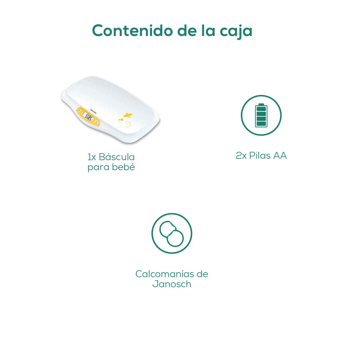 Báscula para Bebé, Función HOLD para Mediciones en Movimiento, Pantalla LCD  BY80 Marca beurer®