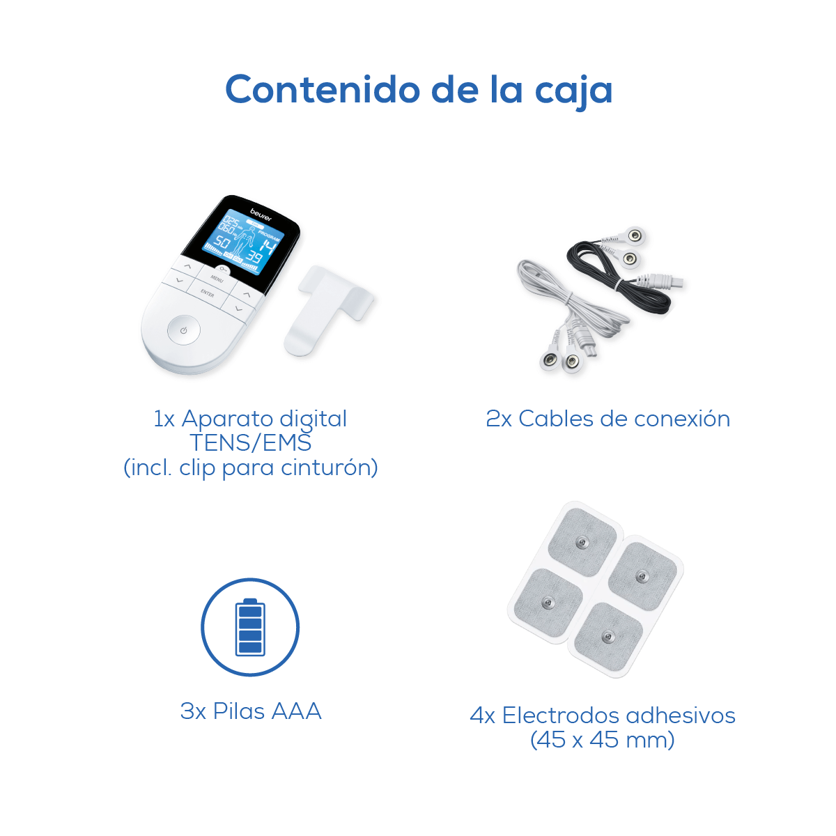 Electroestimulador EM49 con 2 canales y 64 programas – Marca Beurer