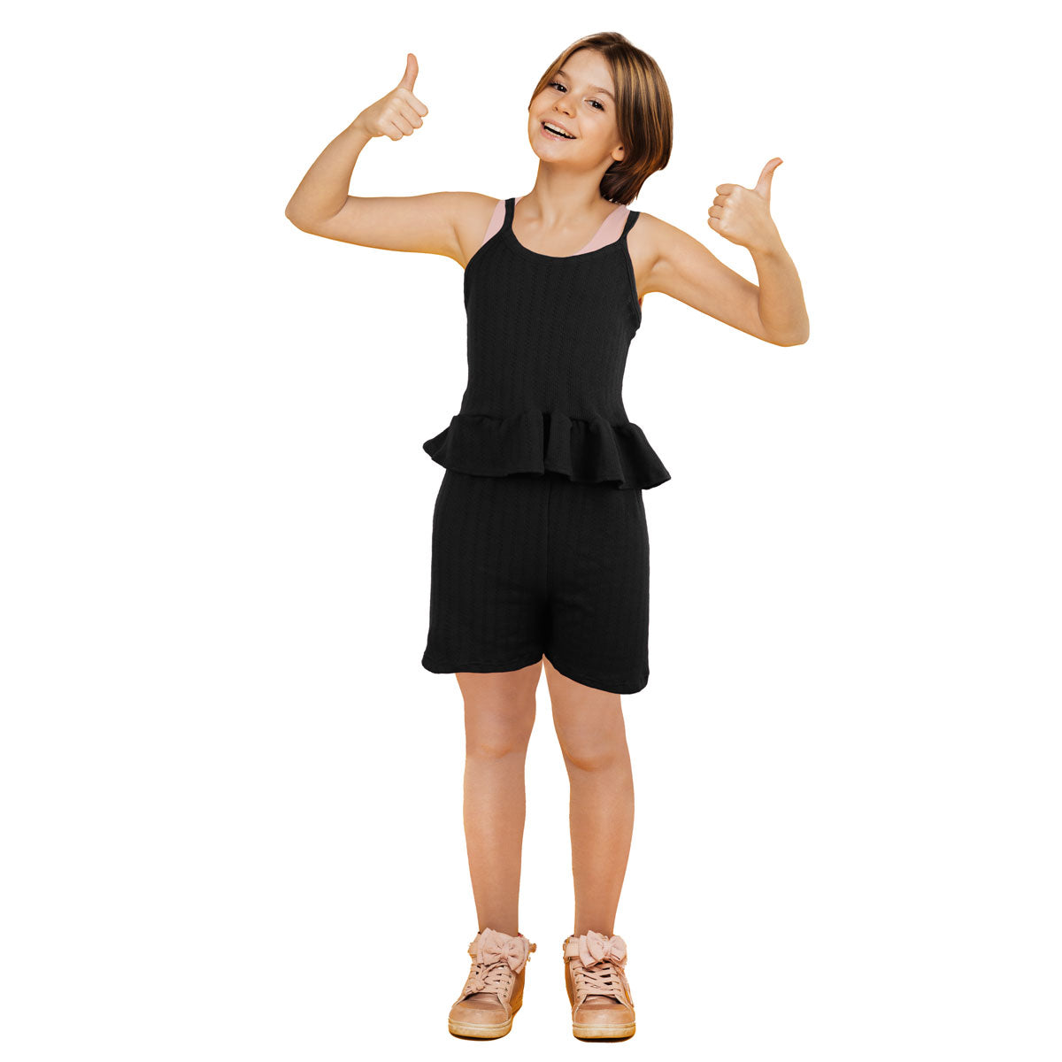 Conjunto de Blusa con Short para Niña, color Negro