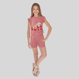 Conjunto de Blusa con Short color Rosa para Niña, Love Yourself