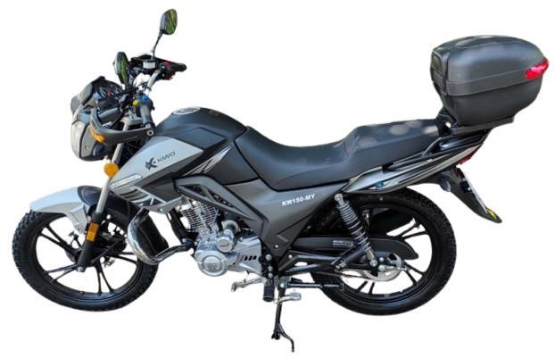 Motocicleta Kiwo Kw150 MY 2025 color Negro con Gris