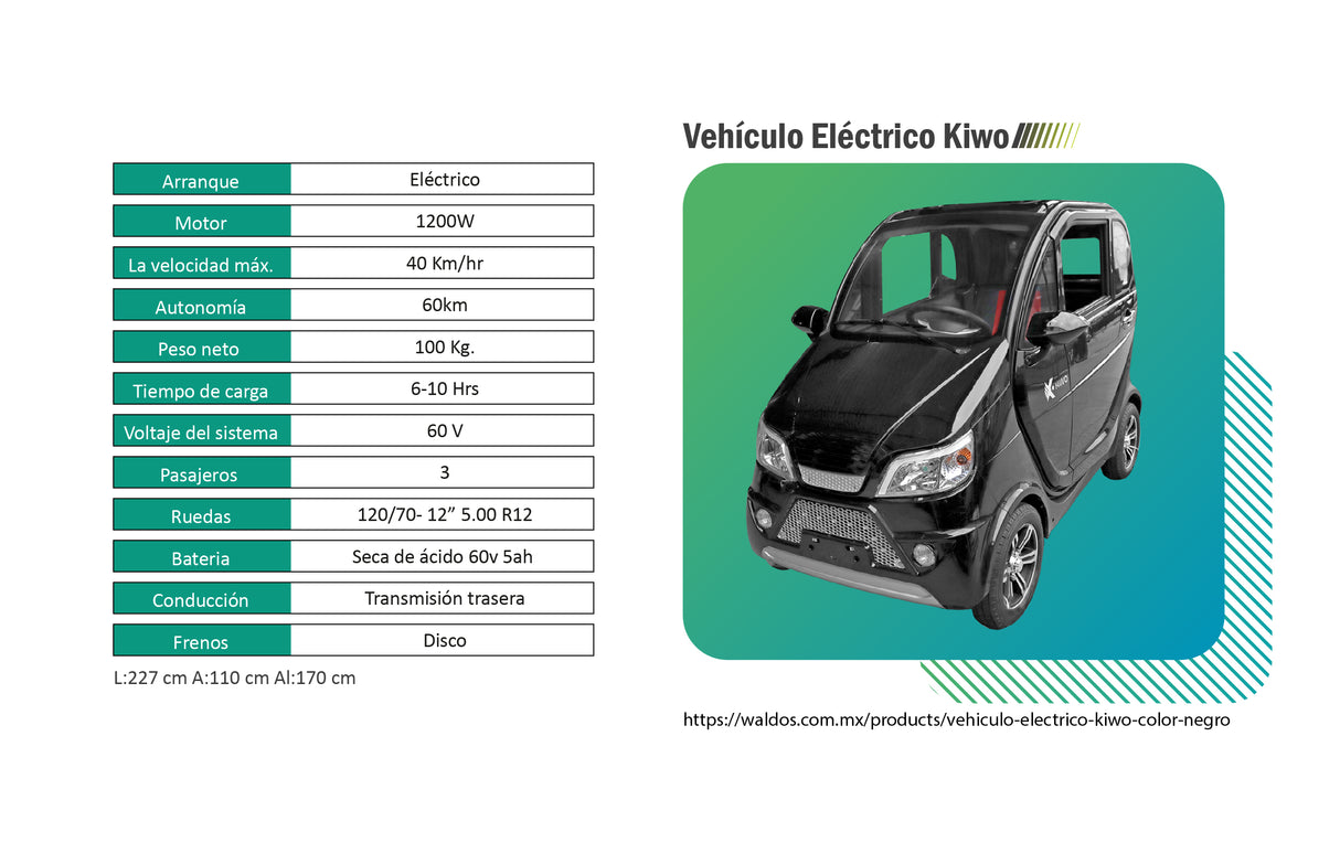 Vehículo Recreativo Kiwo, color Negro