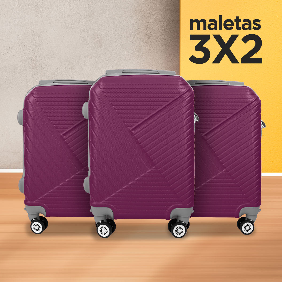 Set de Maletas de Viaje Cóndor: ¡Llévate 3 y paga 2!, 37x23x55cm