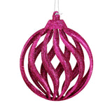 Esfera Navideña, Glitter, Color Fucsia, 17 cm