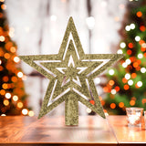 Mini Estrella Brillante, Punta de Árbol, Color Oro