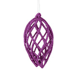 Esferas Navideñas con Glitter, Forma Lágrima, Color Morado, 2 pzas