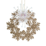 Copo de Nieve con Glitter y Adorno Plástico, Color Dorado
