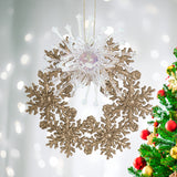 Copo de Nieve con Glitter y Adorno Plástico, Color Dorado