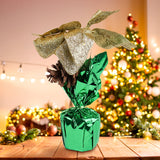 Maceta con Nochebuena Artificial, Color Dorado, 25 cm