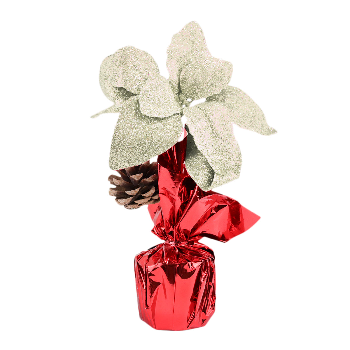 Maceta con Nochebuena Artificial, Glitter, 25 cm