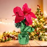 Maceta con Nochebuena Artificial, Glitter, Color Rojo, 25 cm