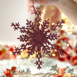 Copo de Nieve, Ornamento Navideño con Glitter, Color Vino