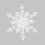 Copo de Nieve, Ornamento Navideño con Glitter, Color Blanco