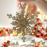 Copo de Nieve, Ornamento Navideño con Glitter, Color Dorado