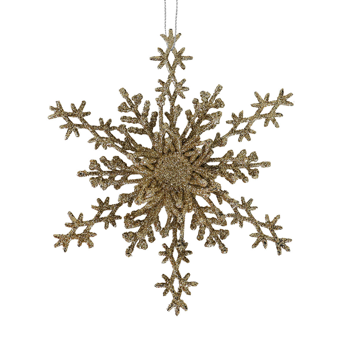 Copo de Nieve, Ornamento Navideño con Glitter, Color Dorado