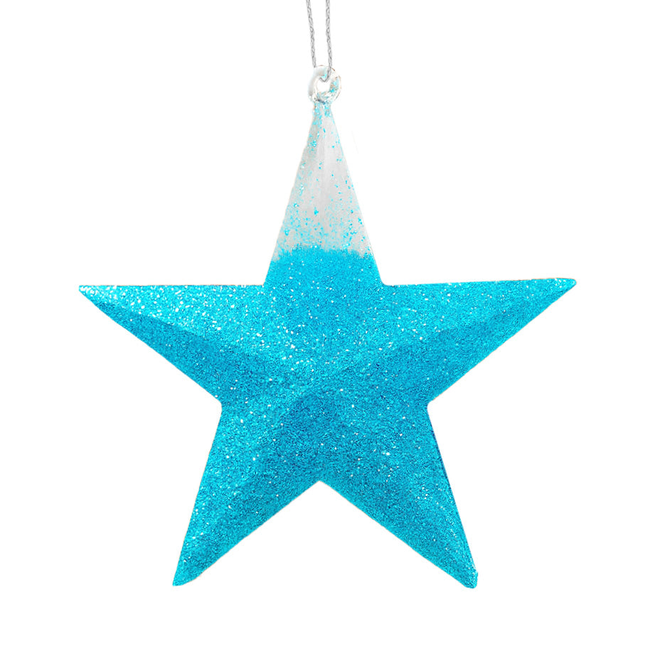 Estrella, Decoración Colgante, Glitter, Color Azul, 2 pzas