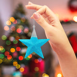 Estrella, Decoración Colgante, Glitter, Color Azul, 2 pzas