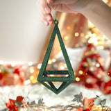 Ornamento Geométrico Navideño, Color Verde, 14 cm