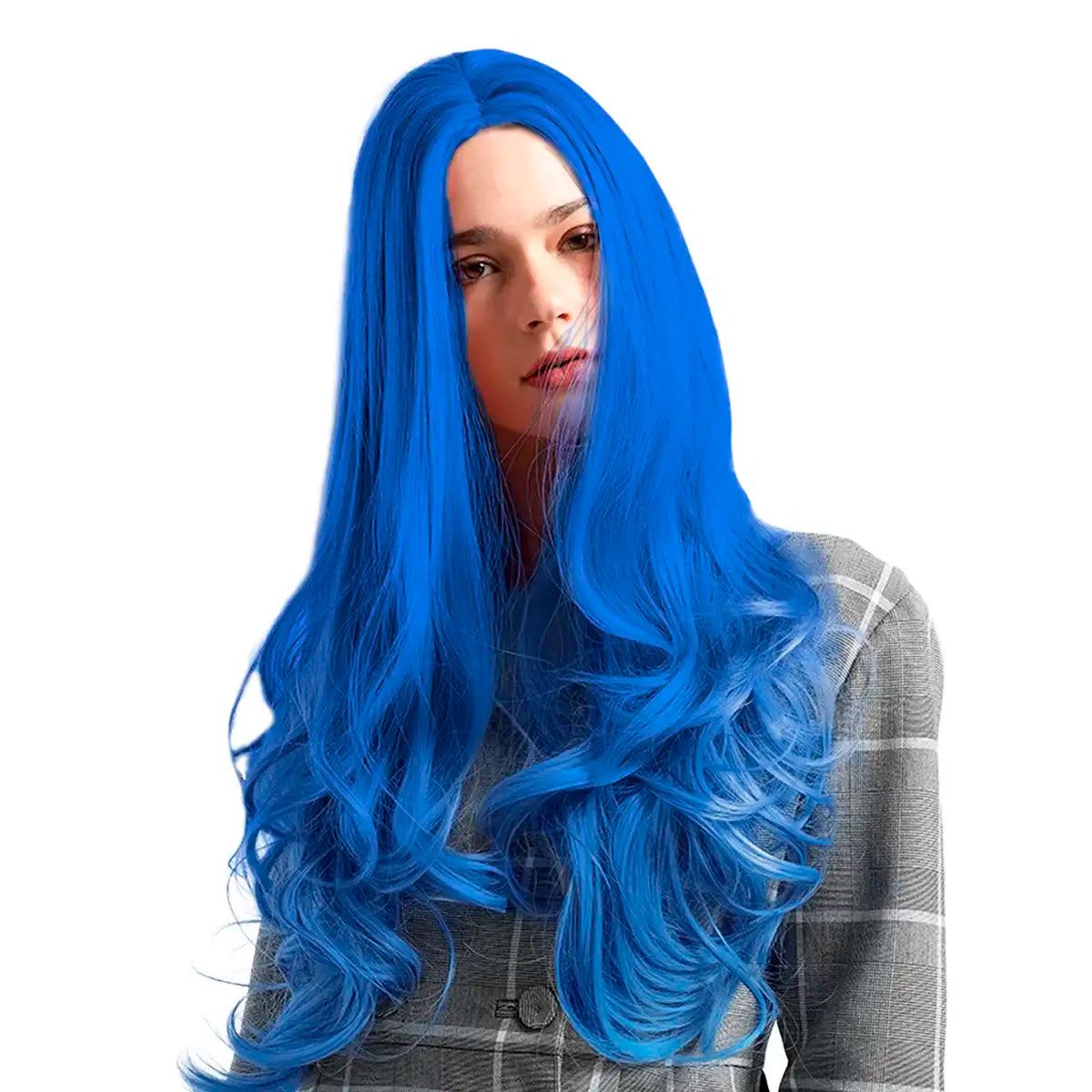 Peluca Larga para Disfraz, Color Azul